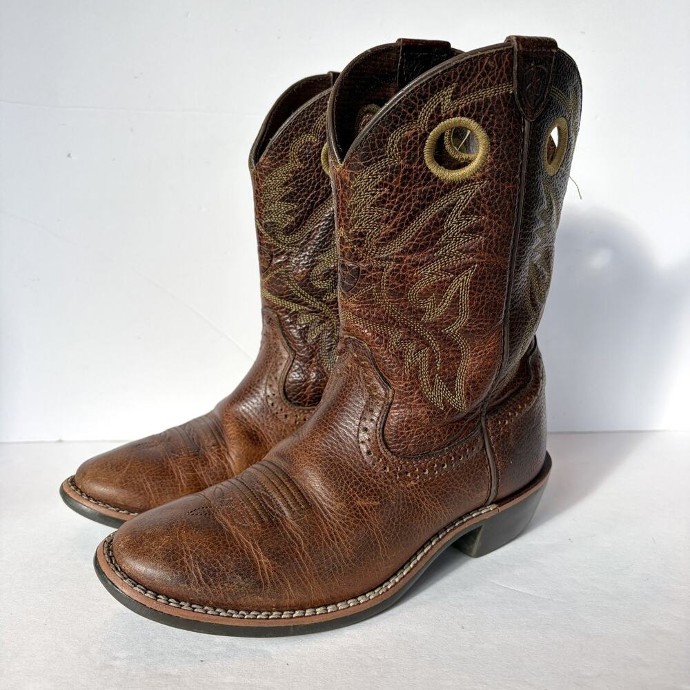 Ariat Heritage Roughstock Boys Western Brown Leather Round Toe Boots US 1.5